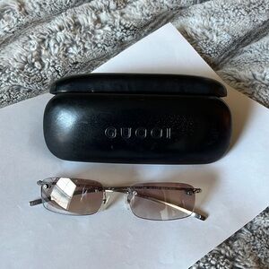 Gucci Rimless Rectangle Lightly Tinted Sunglasses